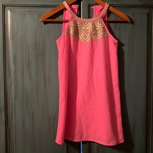 Girls Lilly Pulitzer hot pink and gold dress